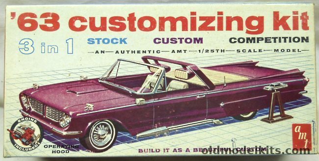 AMT 1/25 1963 Chrysler Imperial Convertible 3 in 1 - Stock / Custom / Competition, 06-813-149 plastic model kit